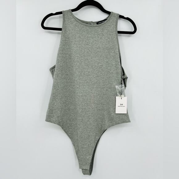 🆕 NWT Something Navy Bodysuit Grey Light Heather Top Sleeveless Button Back XL - Picture 6 of 15